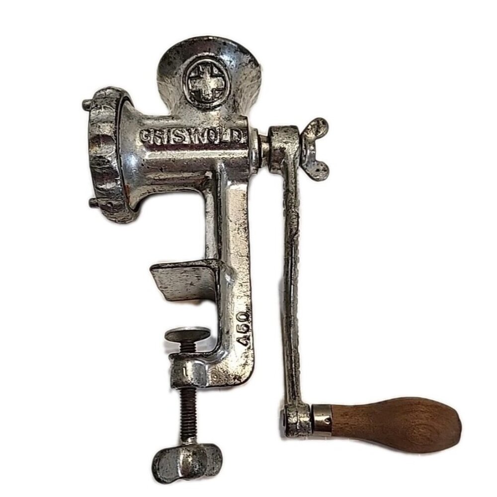 Griswold Mfg. Meat Grinder Chopper No. 1 Wooden Handle Model 450 Erie PA USA SEE